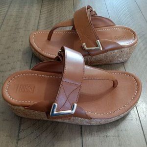 Fitflop Remi Adjustable Toe-Post Sandal Brown Womens Size 5